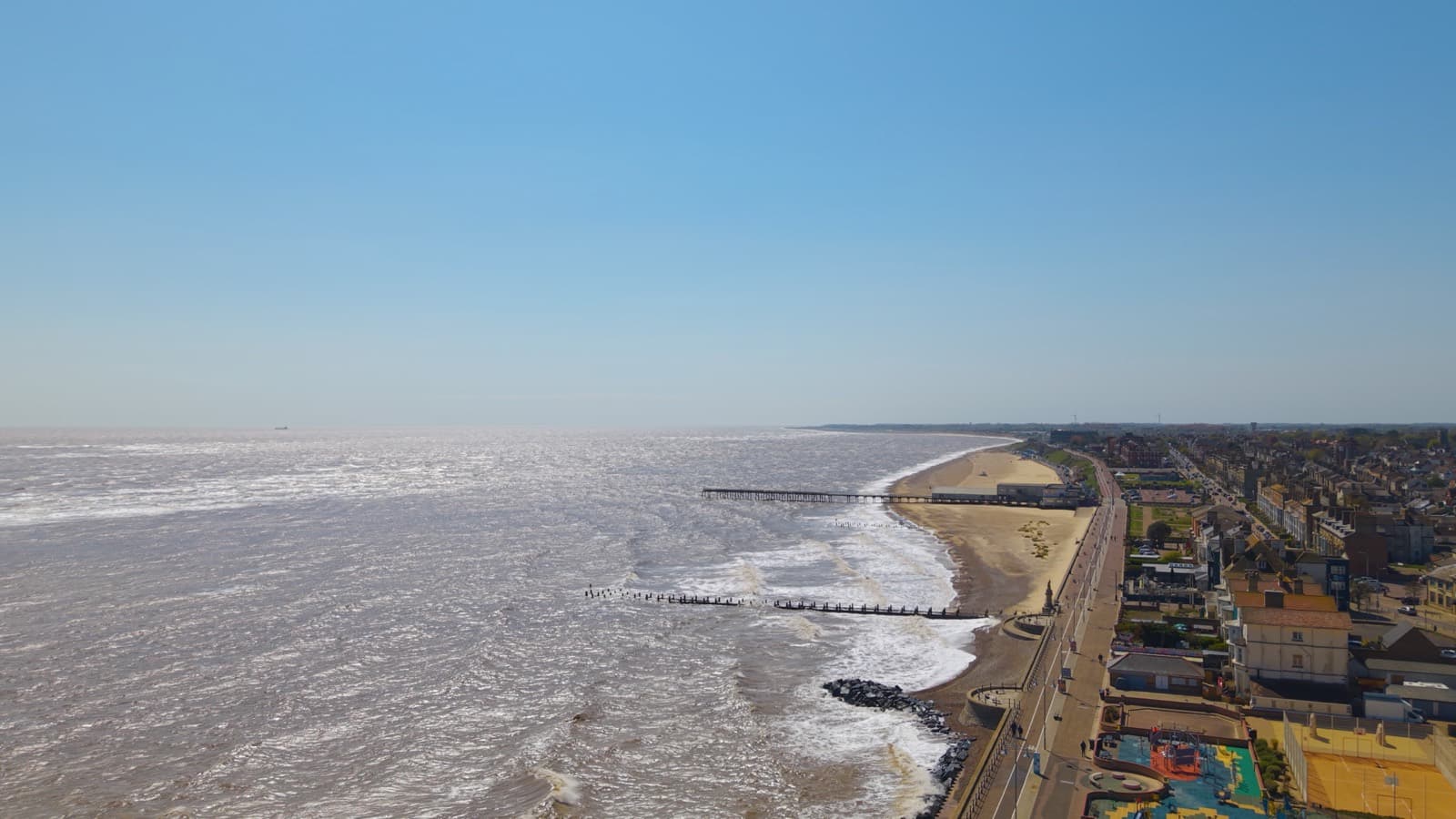 Aerial view along Lowestoft seafront, beach and promenade — divorce and separation solicitors in Lowestoft and Norwich