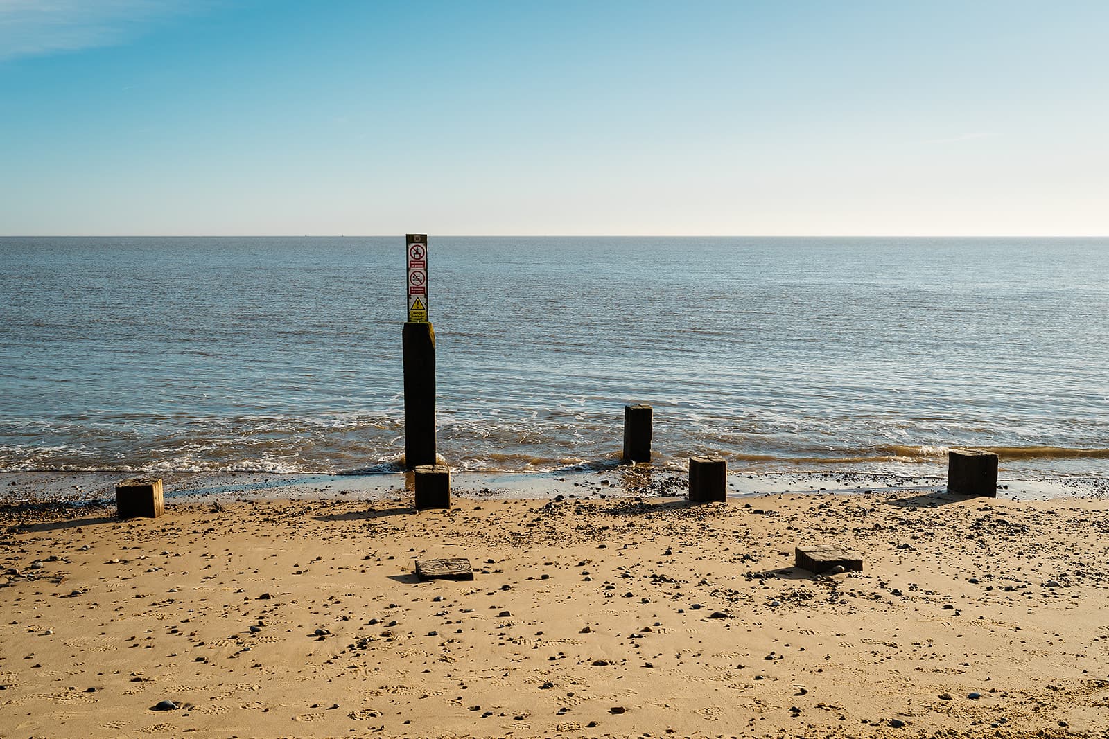 Quiet walk along Lowestoft promenade beside the sea