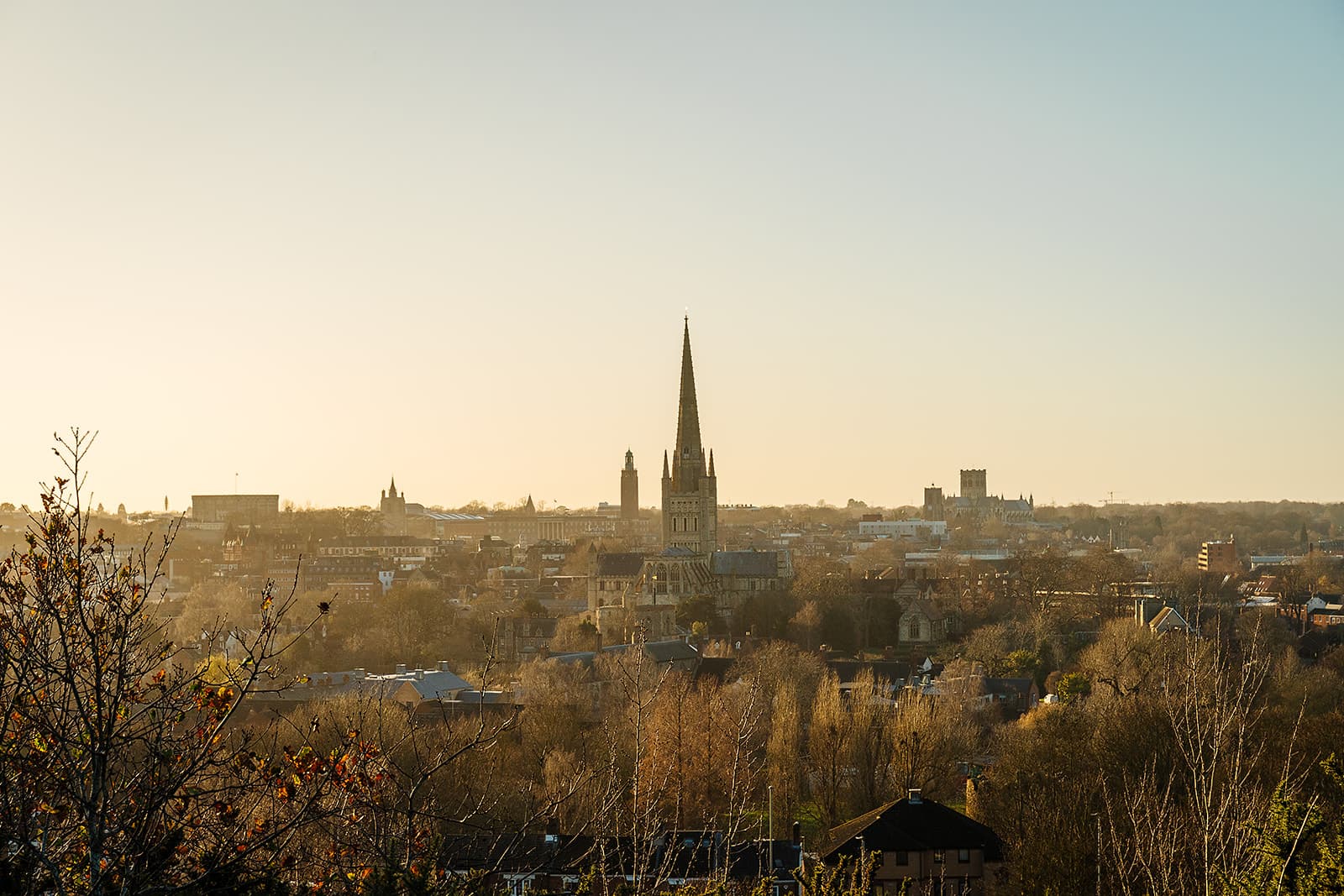 Norwich skyline at golden hour